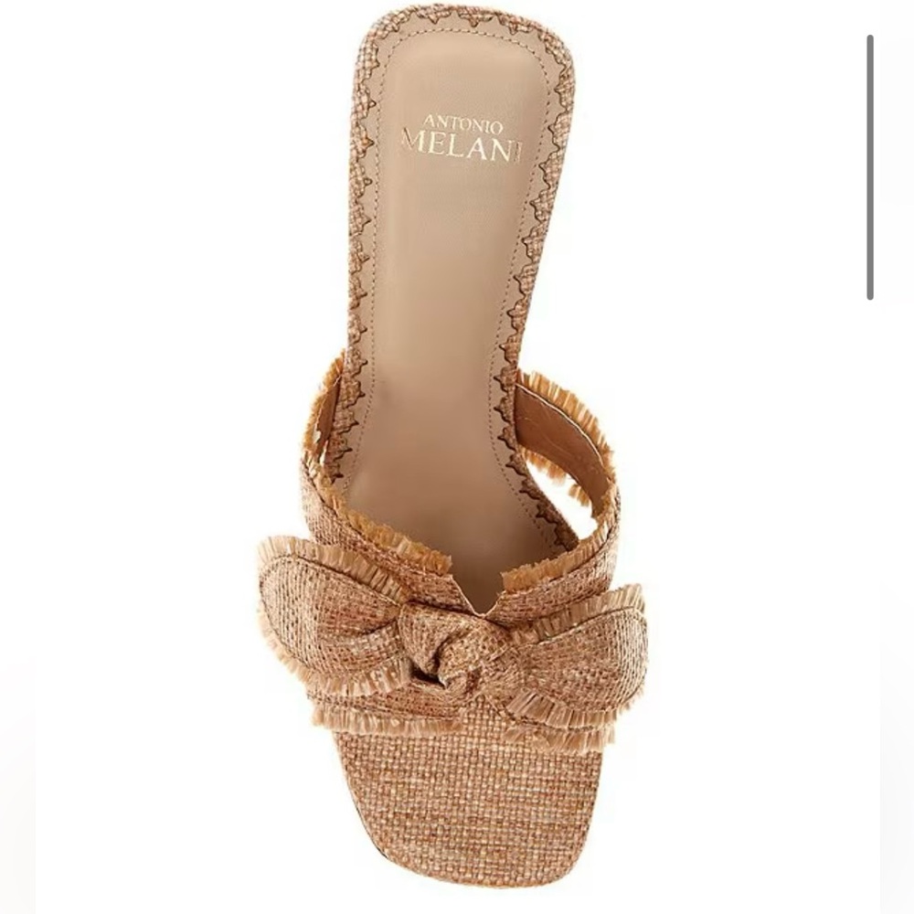 ANTONIO MELANI Marley Raffia Frayed Knotted Sandals in Ibiza Nude